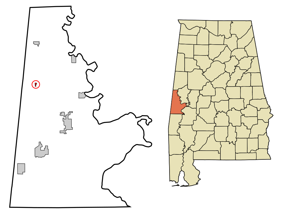 Locator map of Emelle