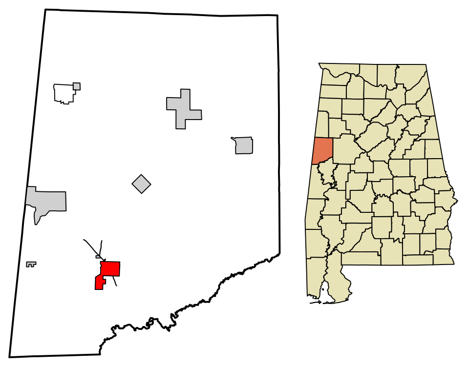 Locator map of Aliceville