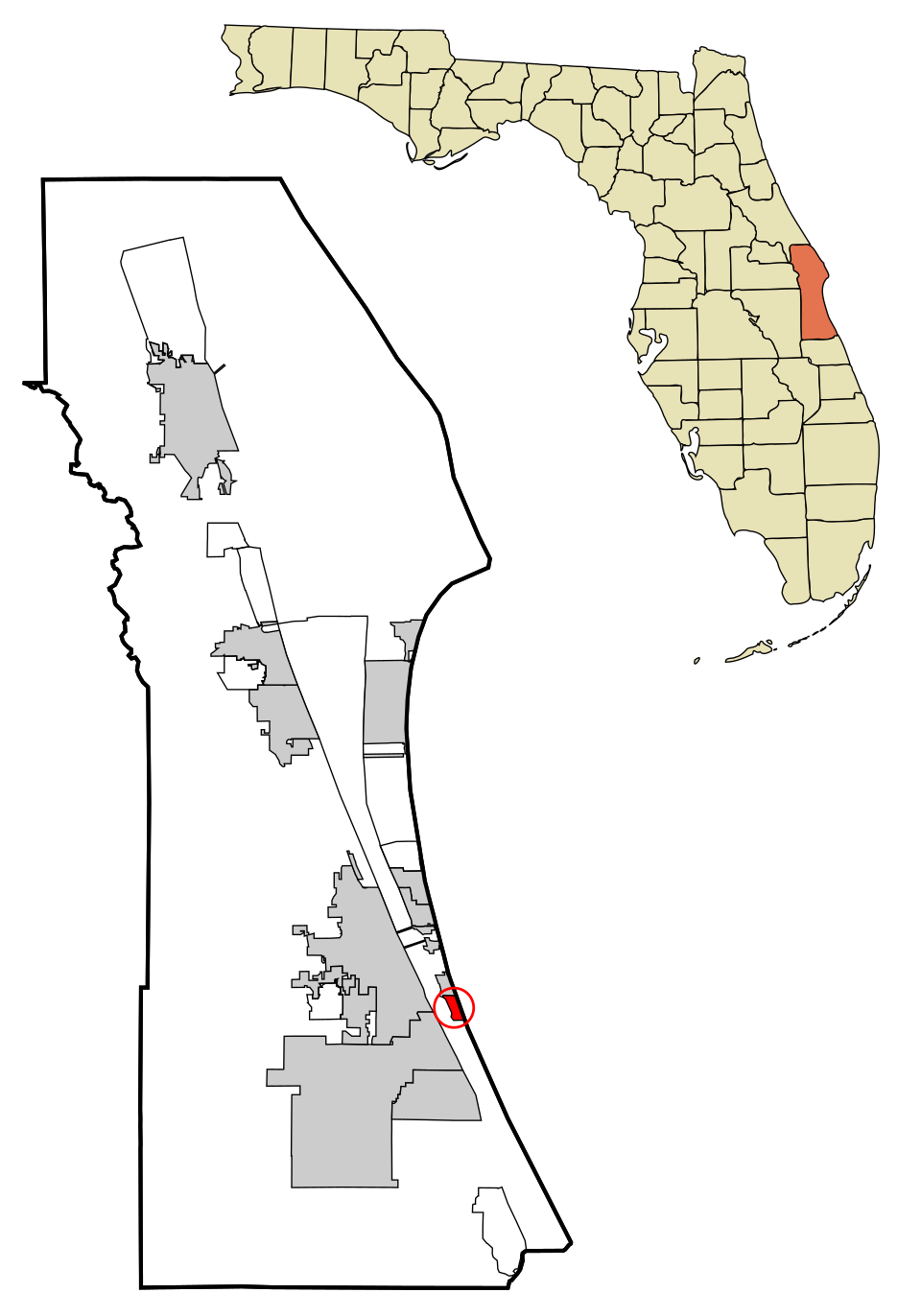 Locator map of Melbourne Beach