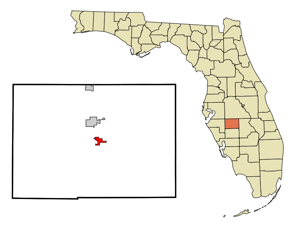 Locator map of Zolfo Springs