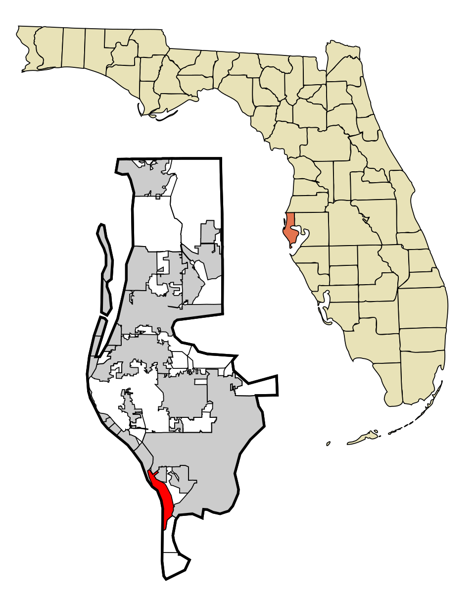 Locator map of St. Pete Beach