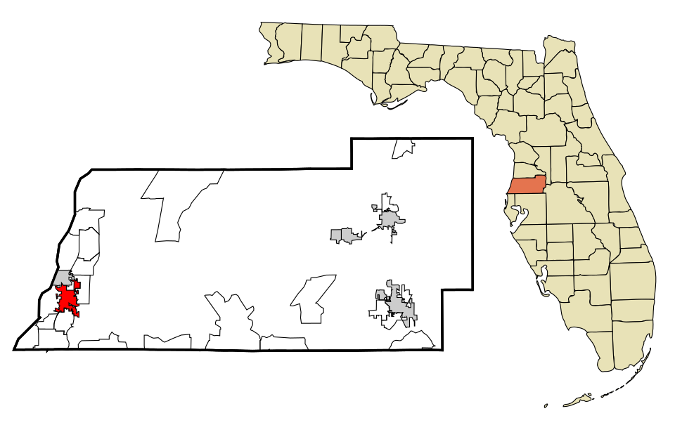 Locator map of New Port Richey