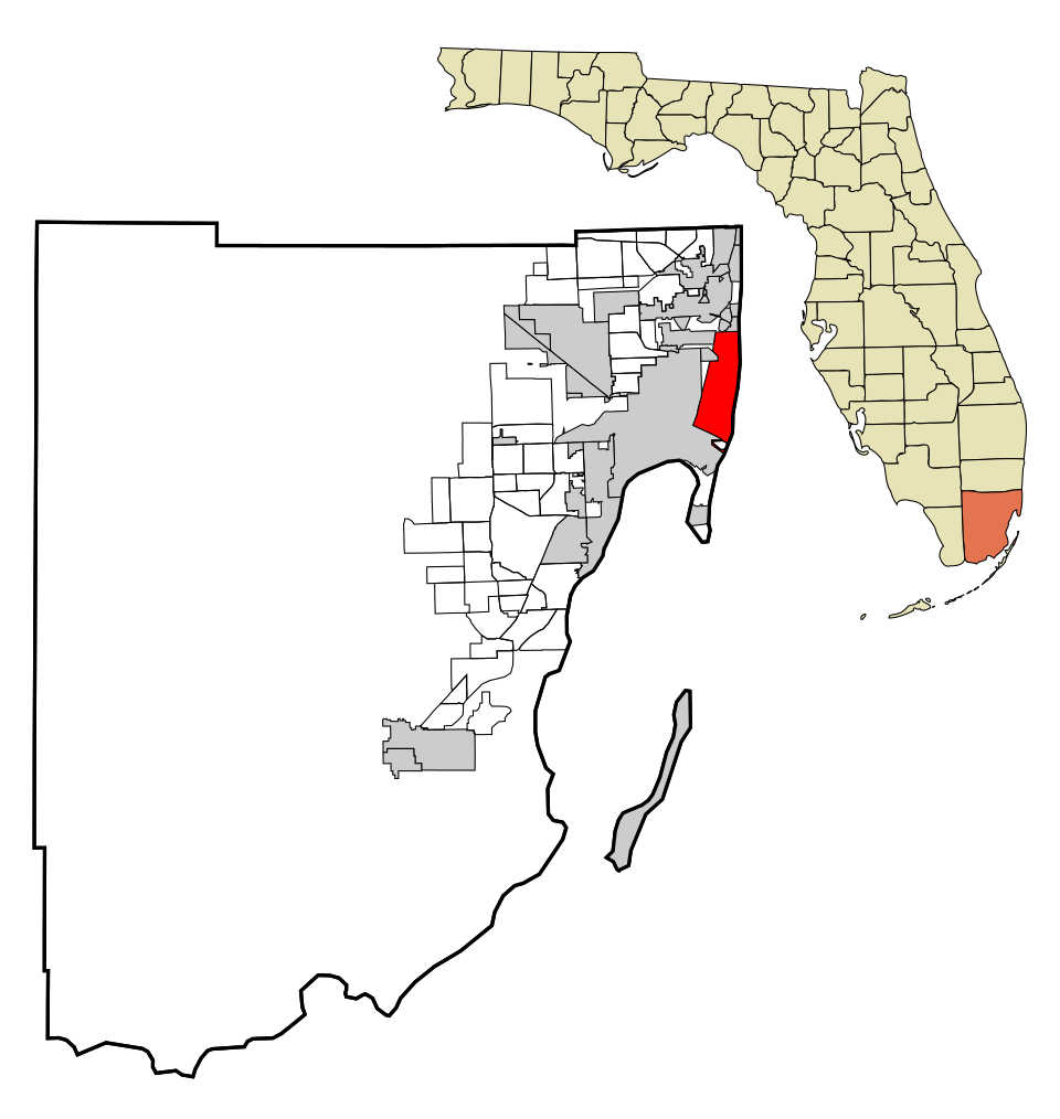 Locator map of Miami Beach