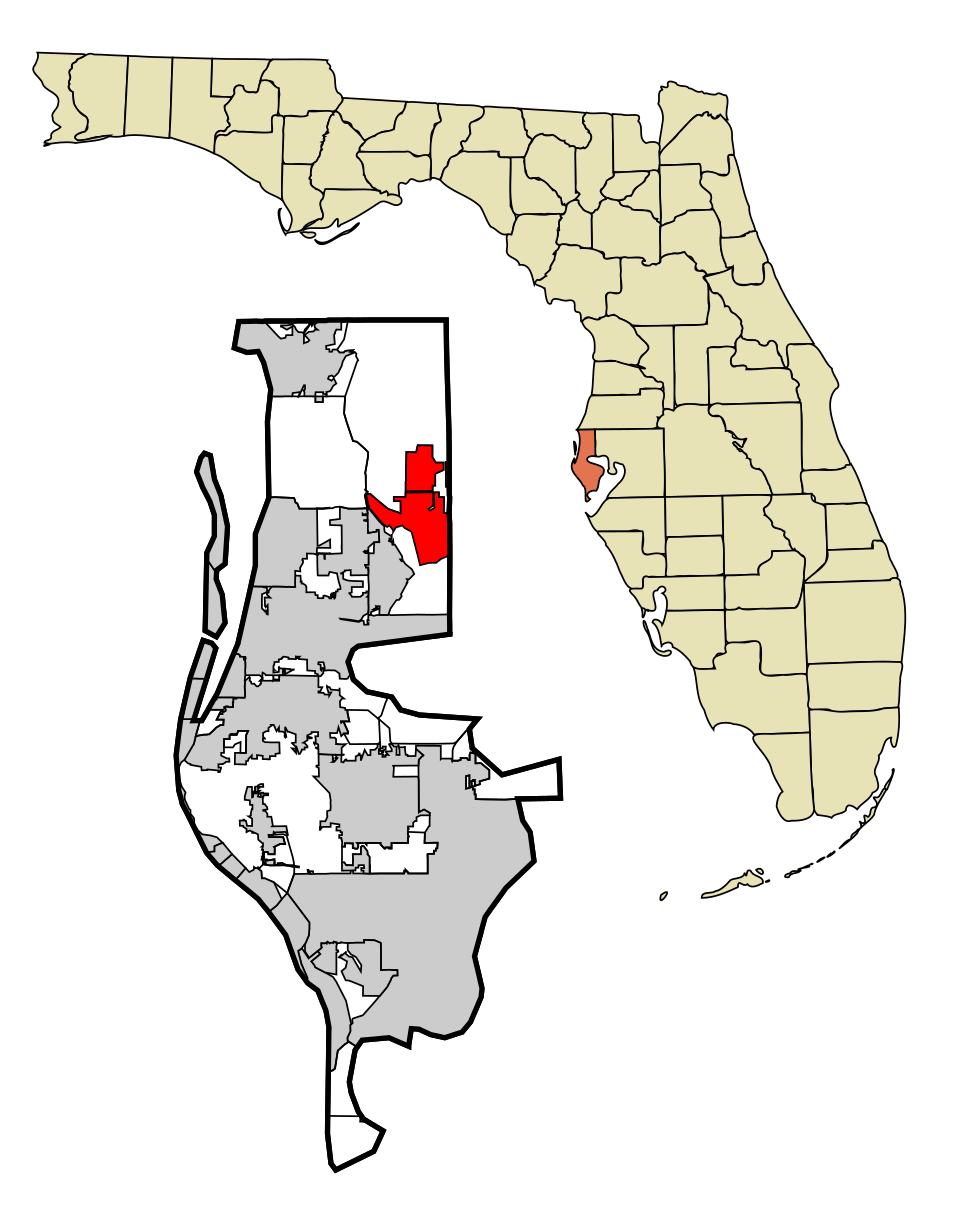 Locator map of Oldsmar