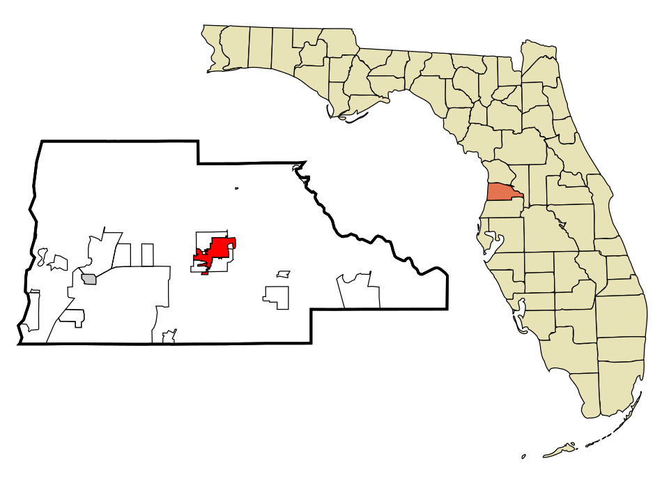 Locator map of Brooksville