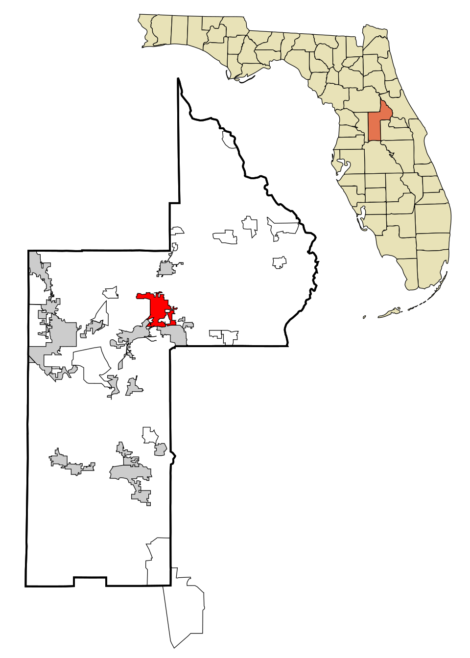 Locator map of Eustis