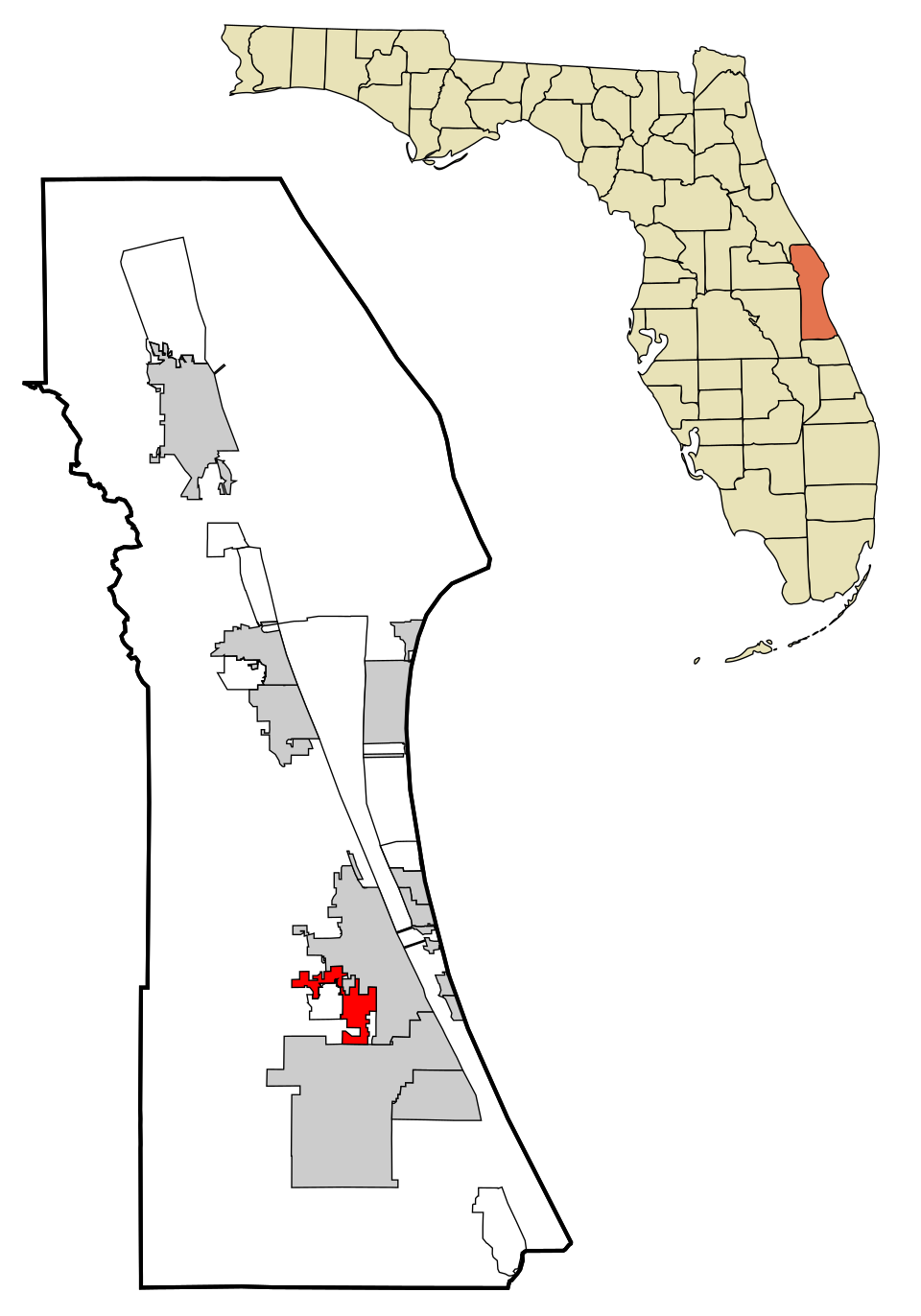 Locator map of West Melbourne