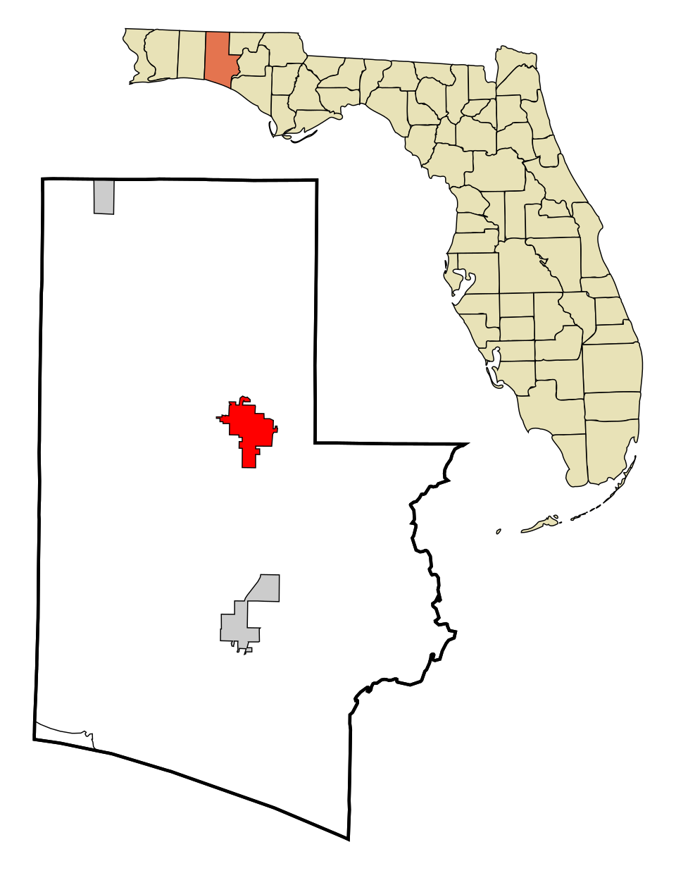 Locator map of DeFuniak Springs
