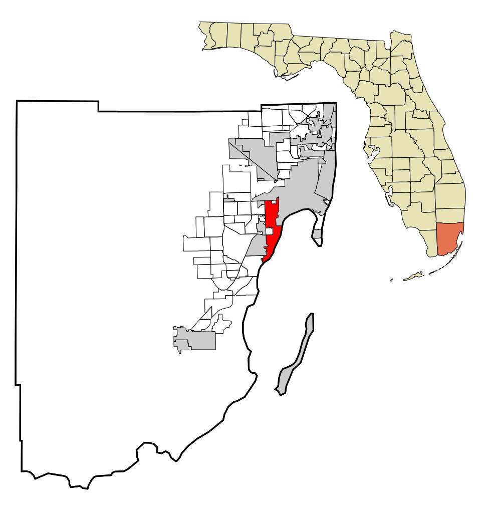 Locator map of Coral Gables