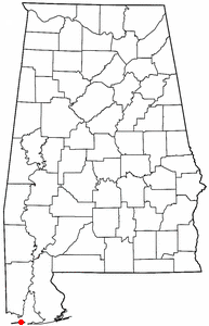 Locator map of Dauphin Island