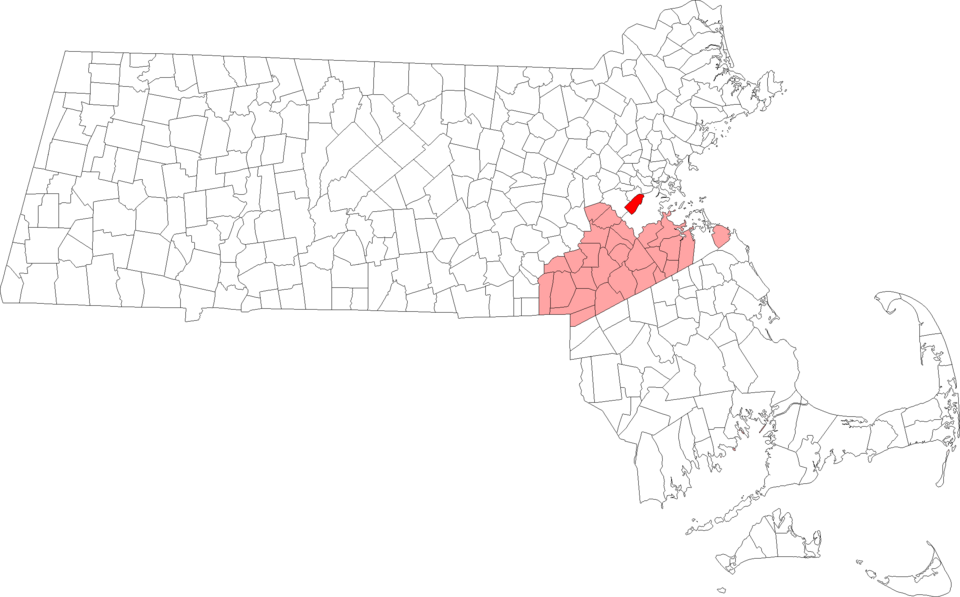 Locator map of Brookline