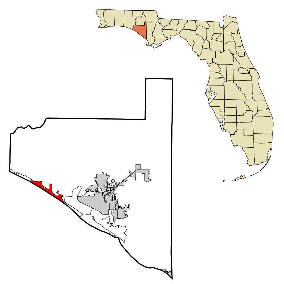 Locator map of Panama City Beach