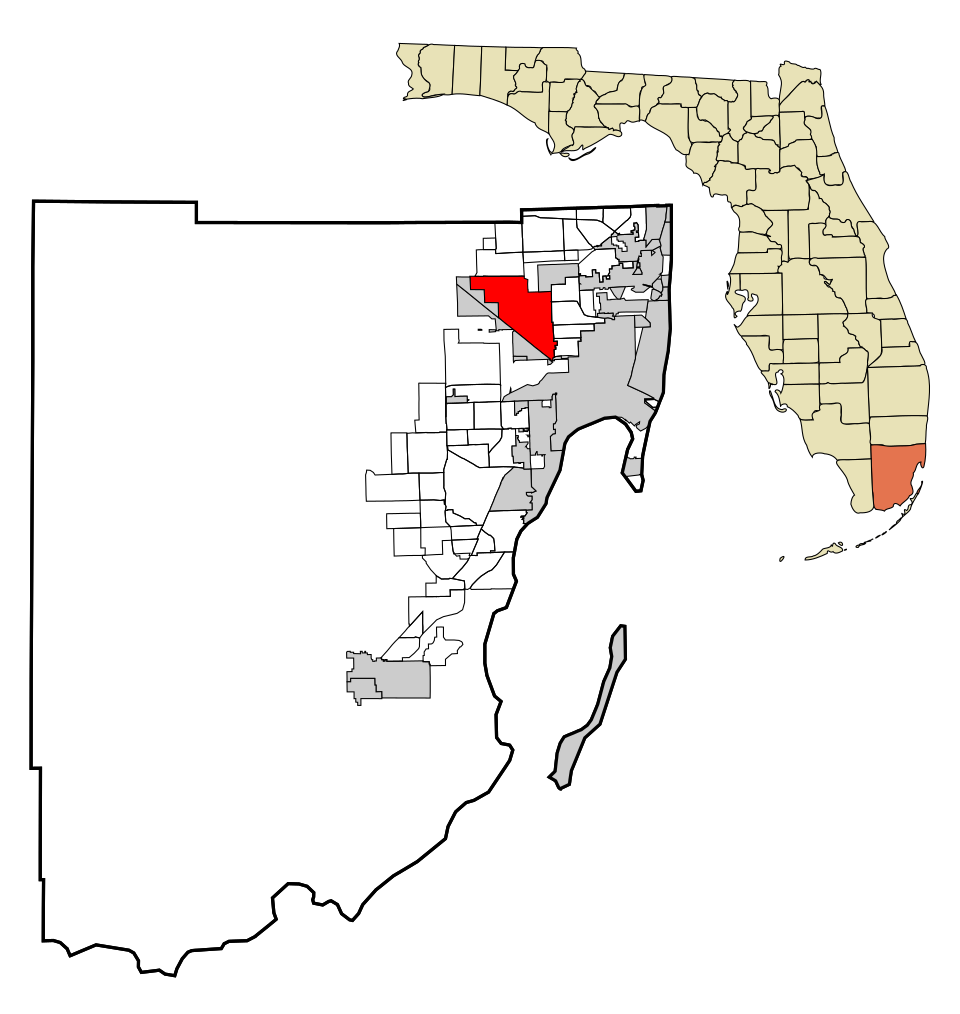 Locator map of Hialeah