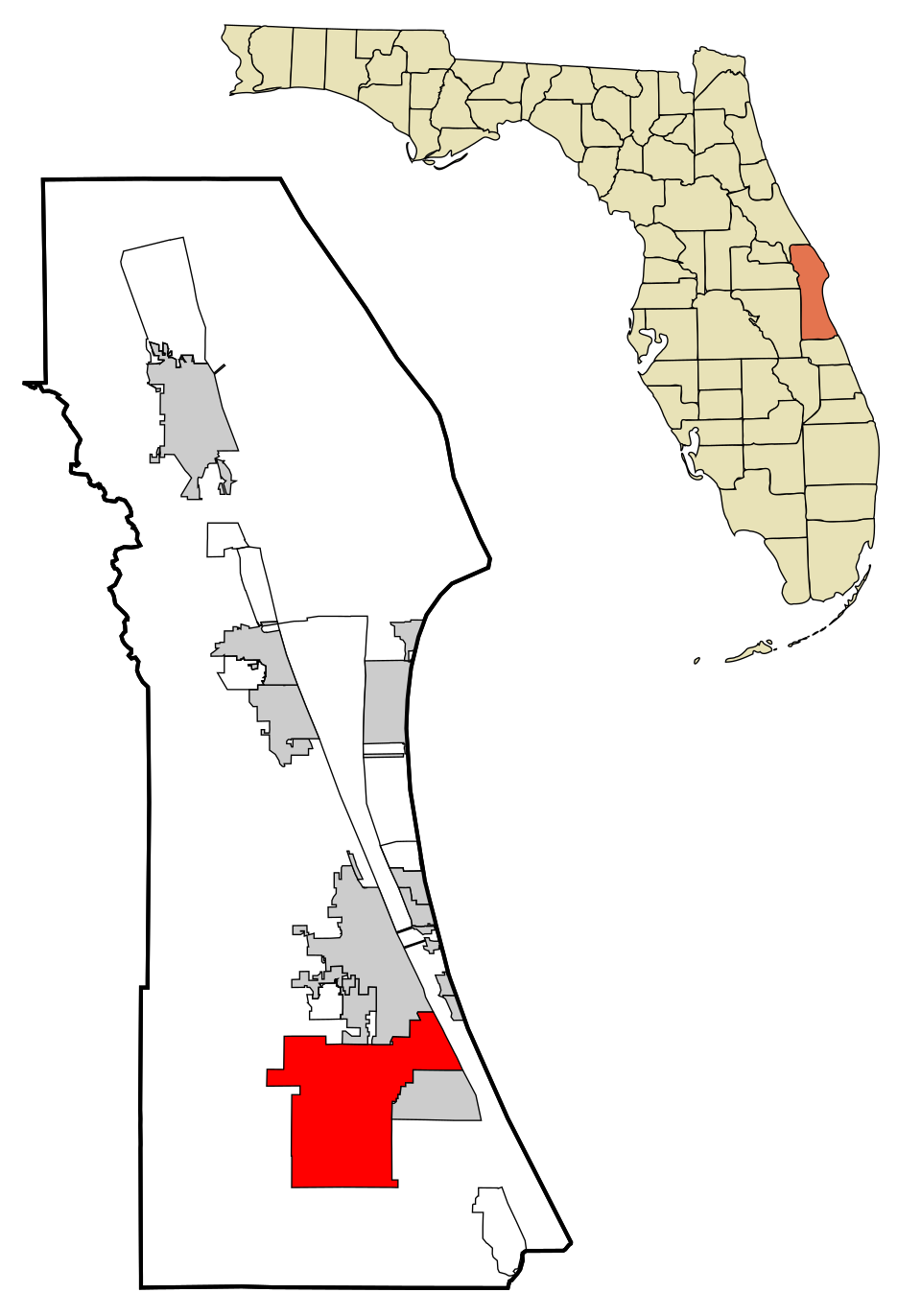 Locator map of Palm Bay