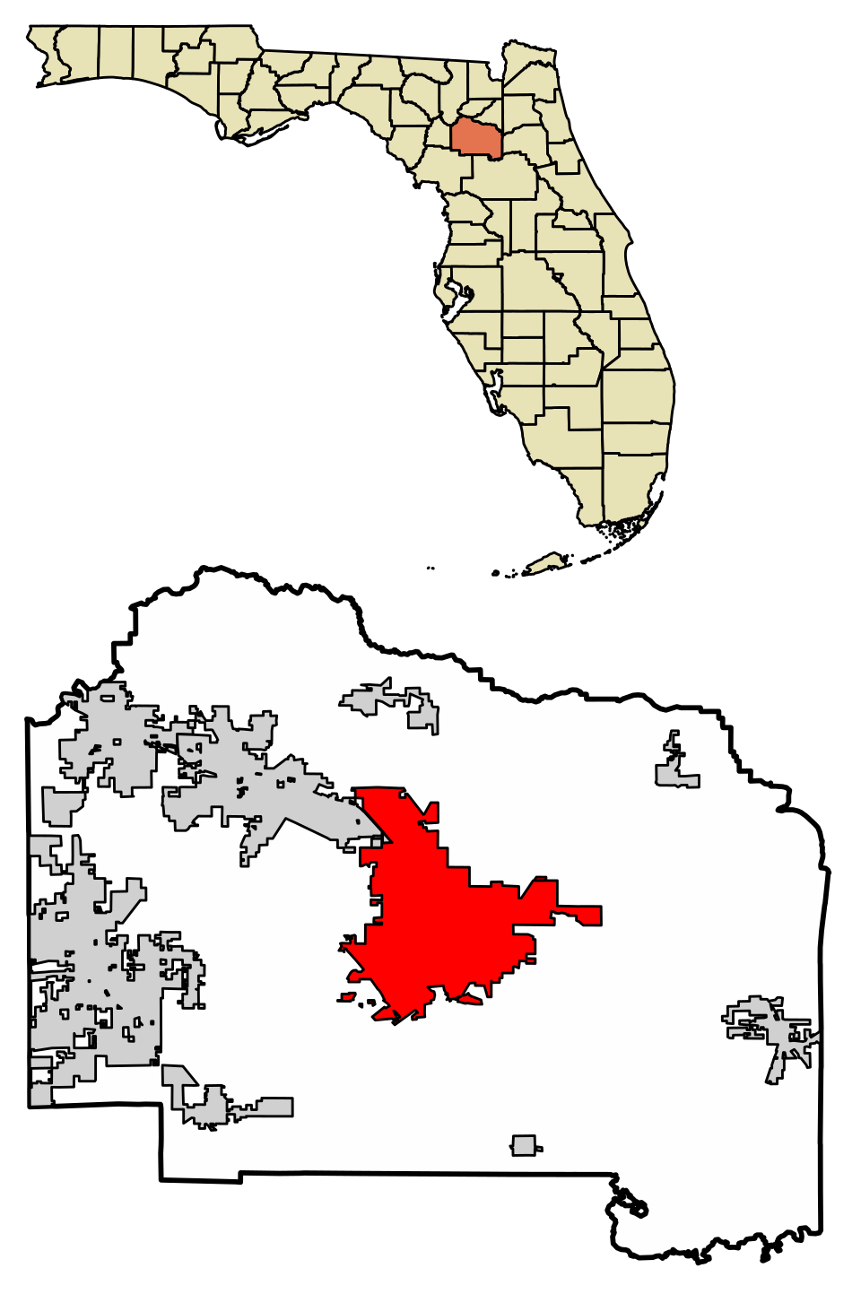 Locator map of Gainesville