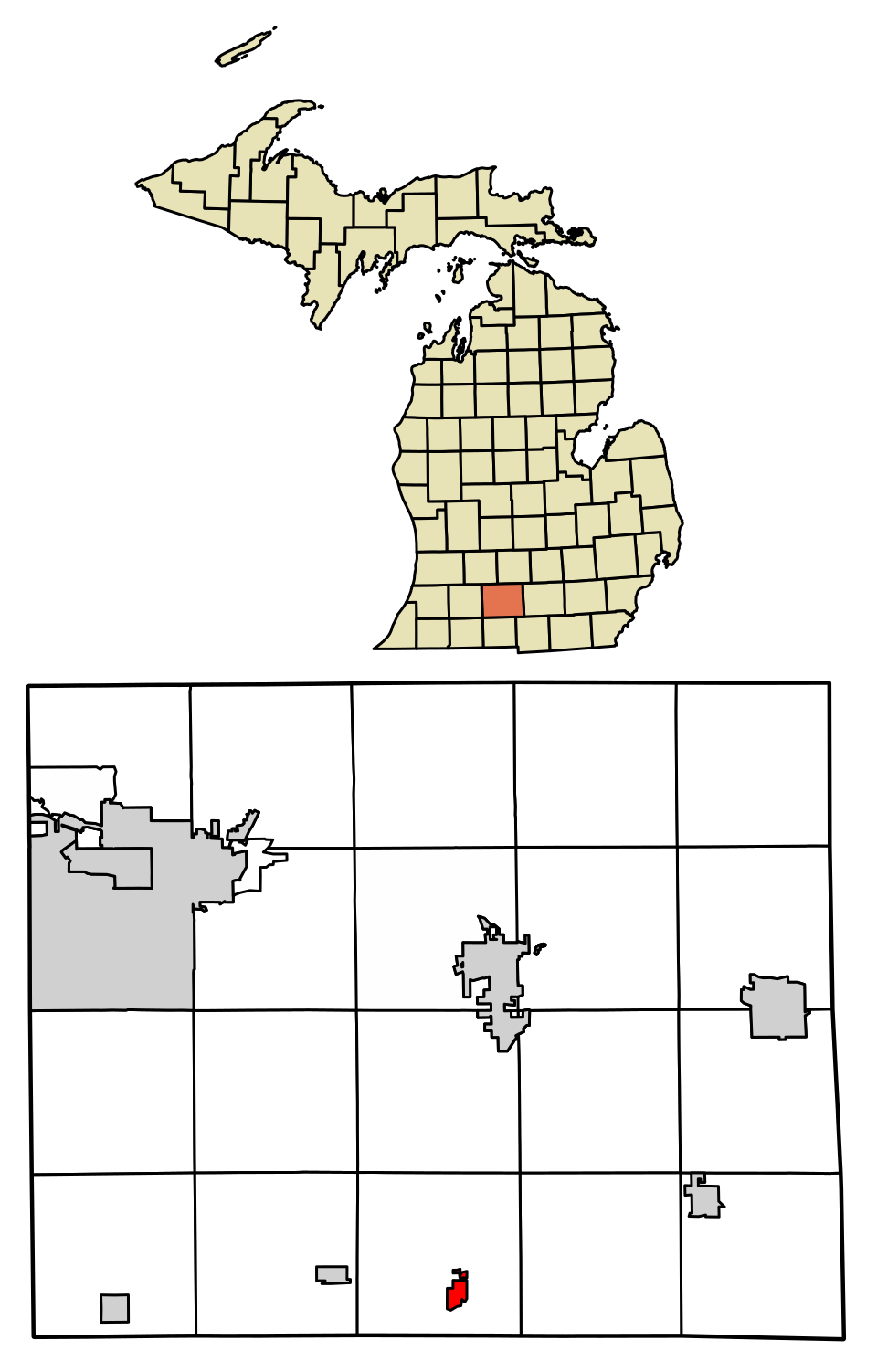 Locator map of Tekonsha