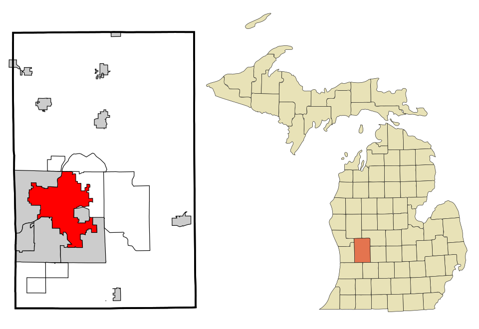 Locator map of Grand Rapids