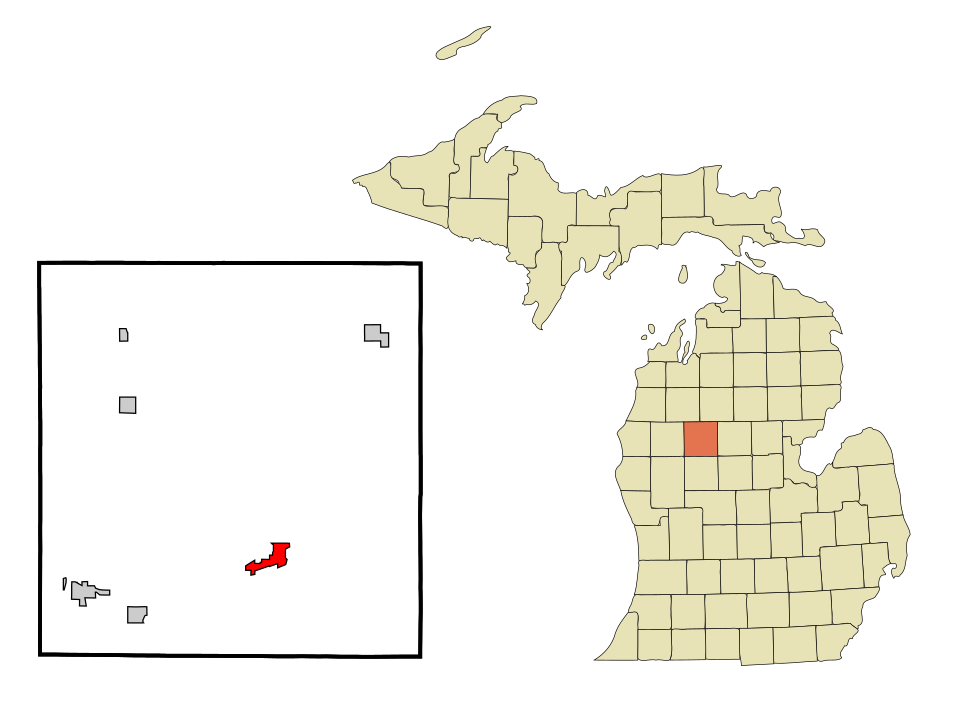 Locator map of Evart