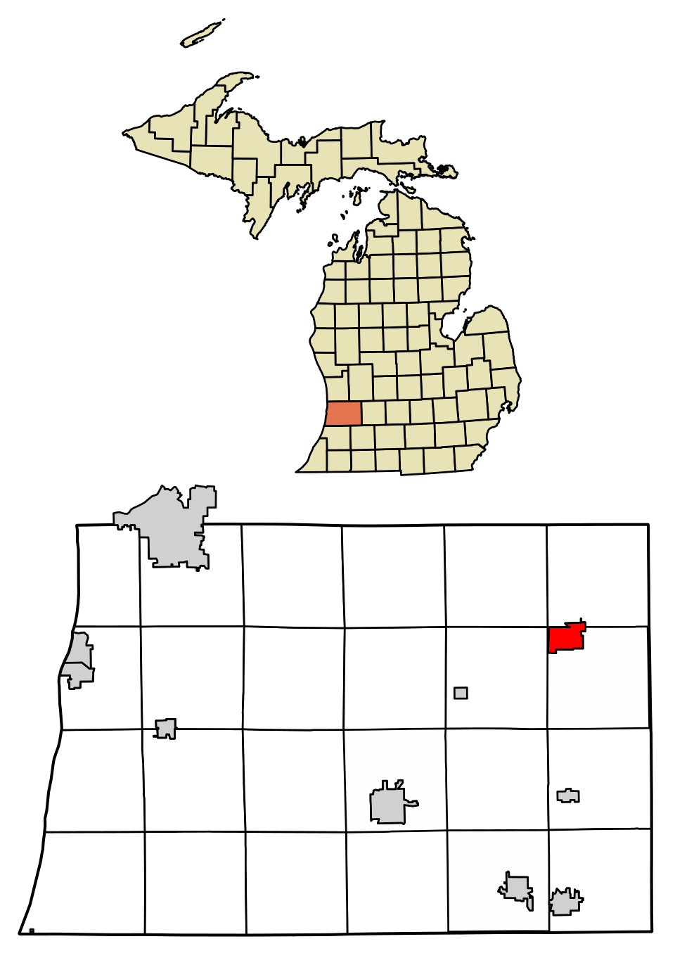 Locator map of Wayland