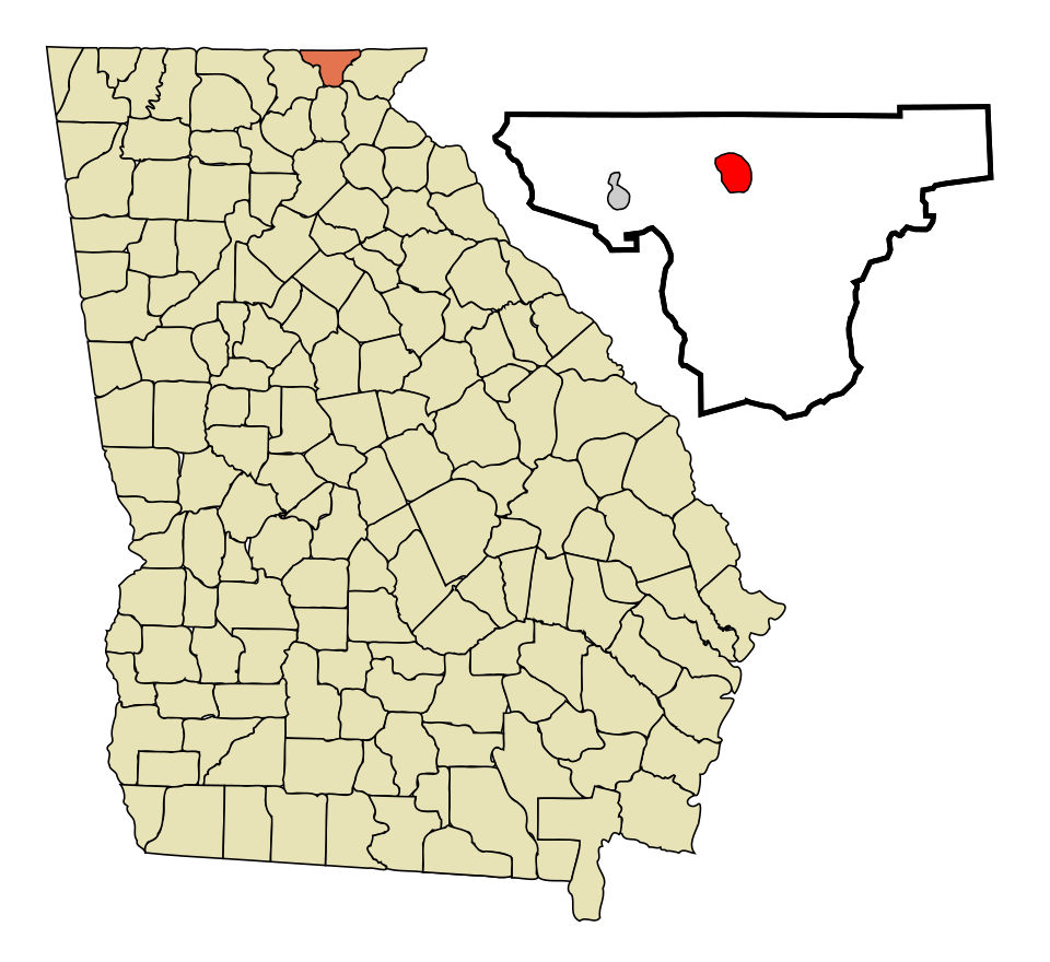 Locator map of Hiawassee