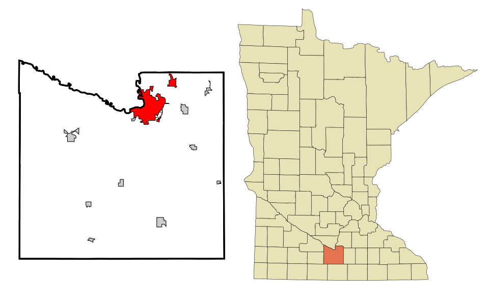 Locator map of Mankato