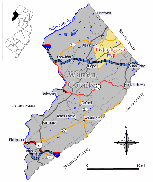 Locator map of Frelinghuysen