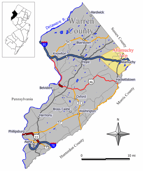 Locator map of Allamuchy
