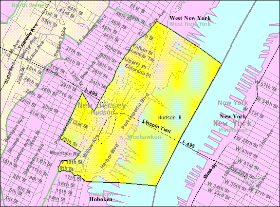 Locator map of Weehawken