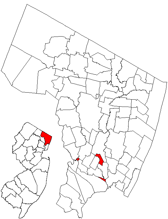 Locator map of South Hackensack