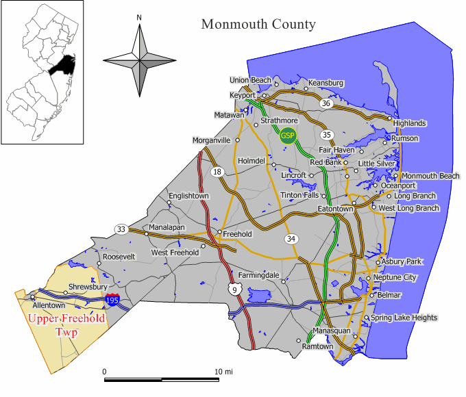 Locator map of Upper Freehold