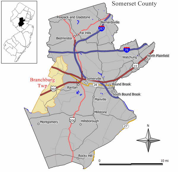 Locator map of Branchburg