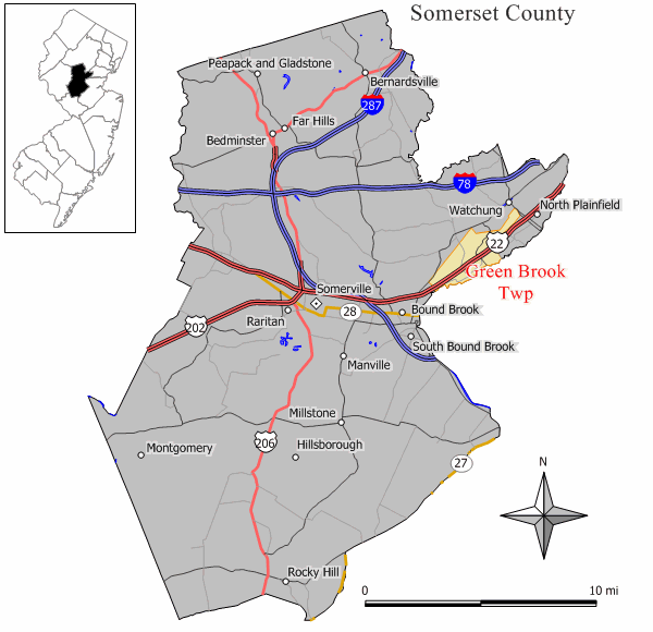 Locator map of Green Brook