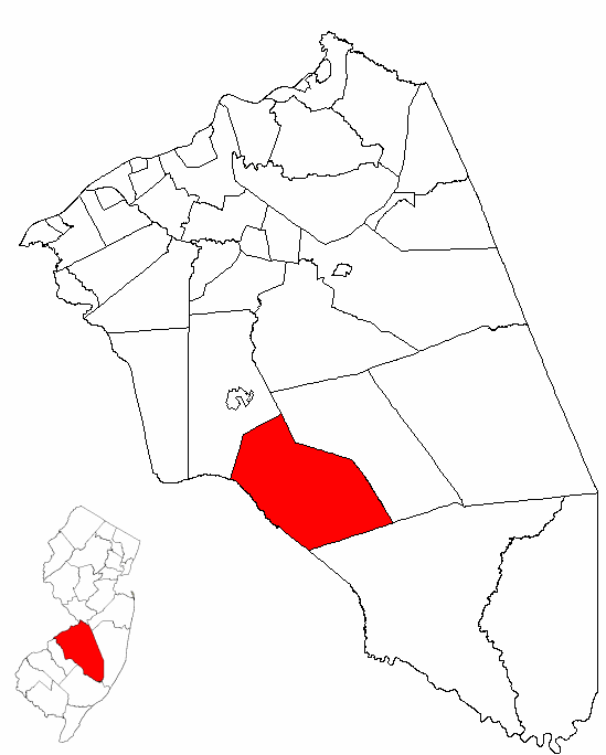 Locator map of Shamong