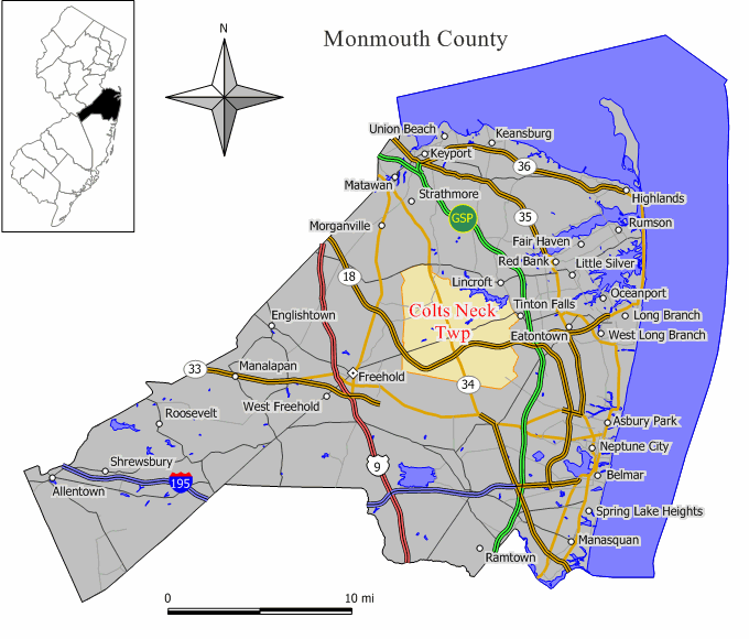 Locator map of Colts Neck