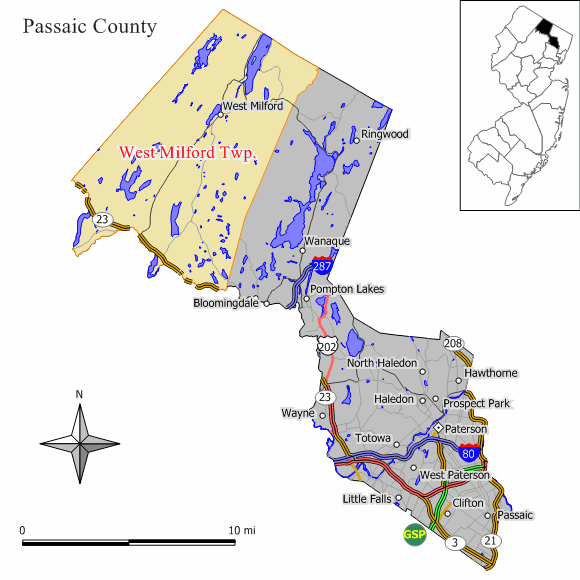 Locator map of West Milford