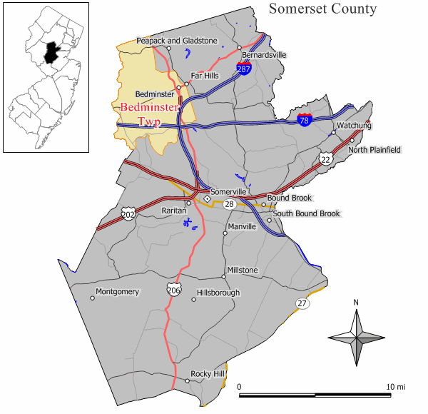 Locator map of Bedminster