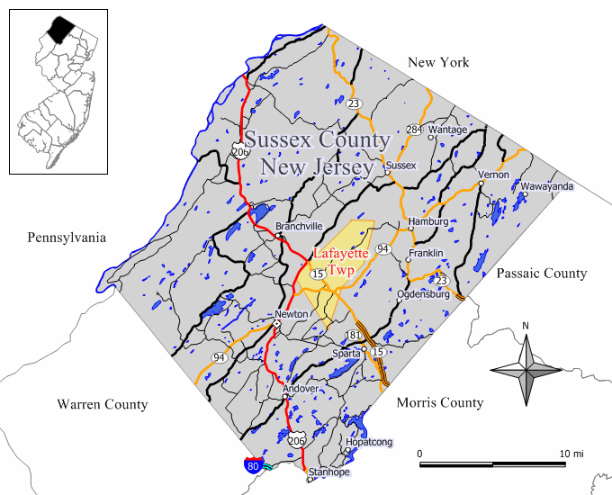 Locator map of Lafayette