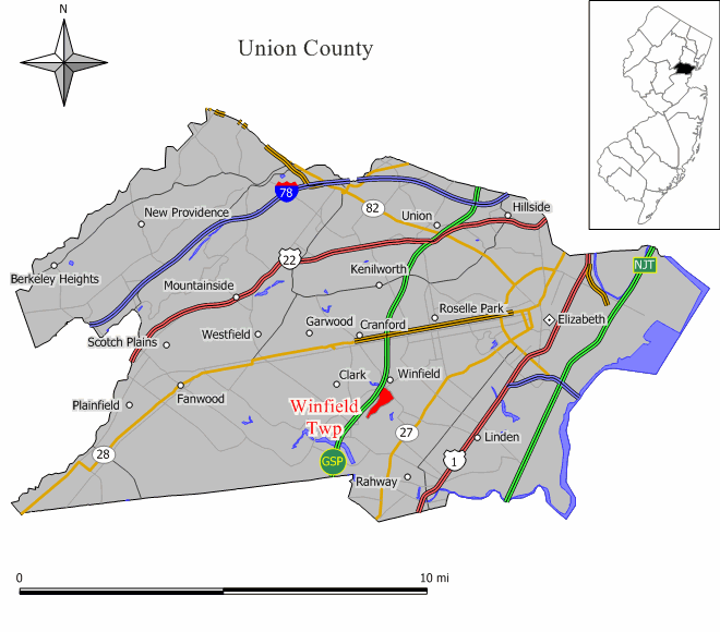 Locator map of Winfield