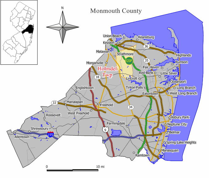 Locator map of Holmdel