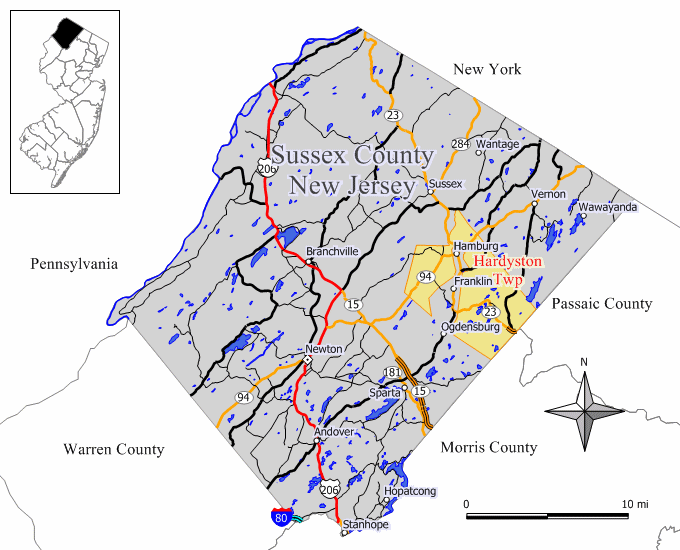 Locator map of Hardyston