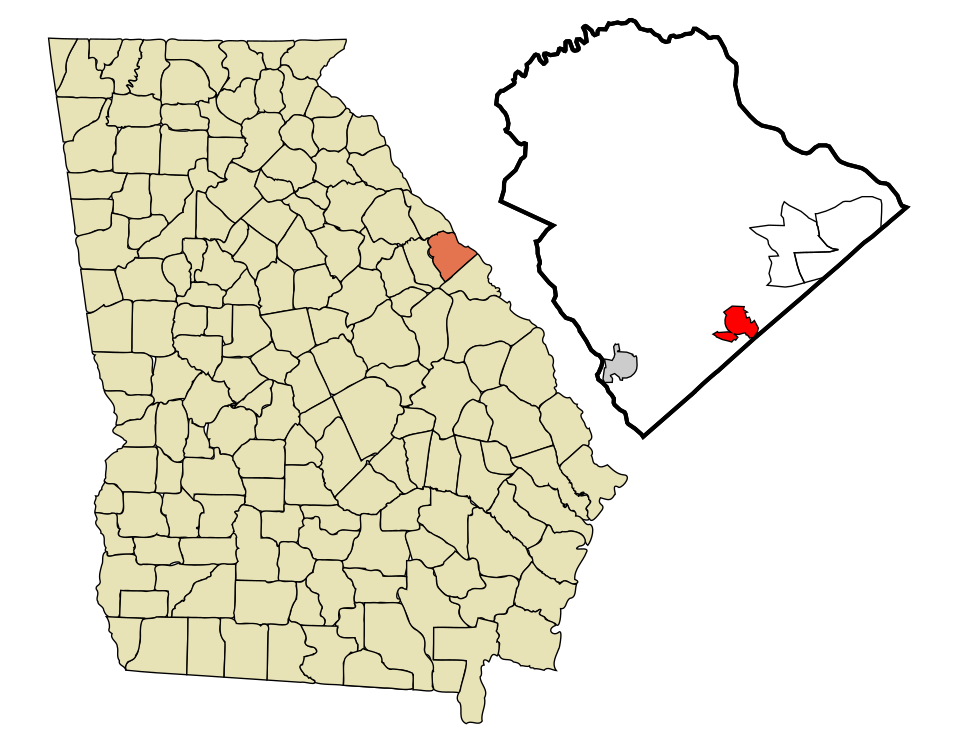 Locator map of Grovetown
