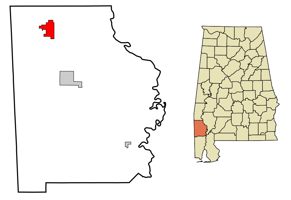 Locator map of Millry