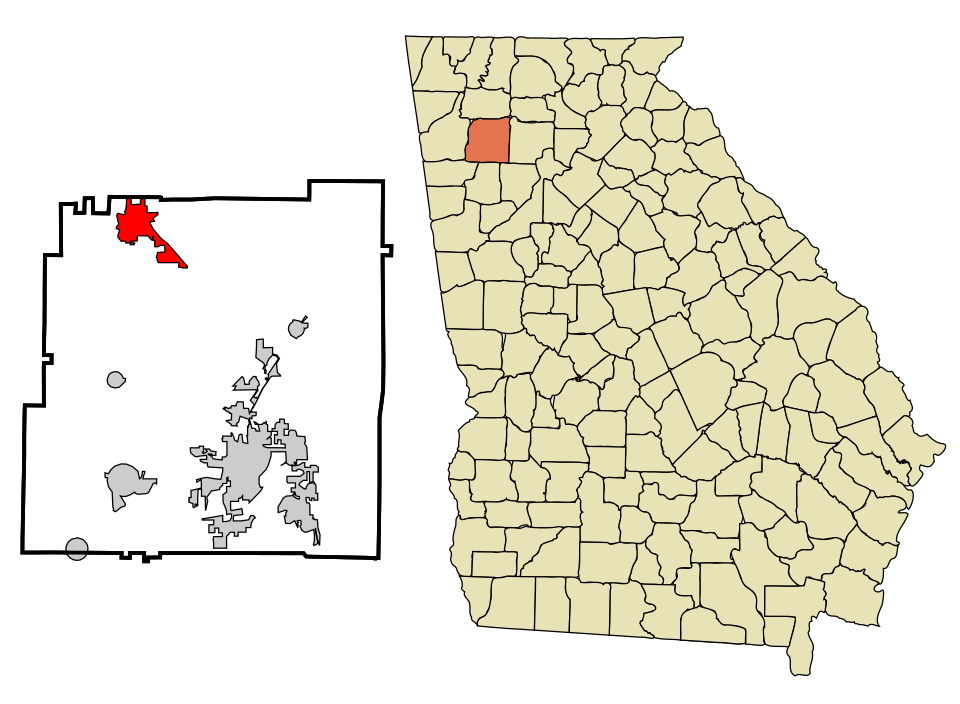 Locator map of Adairsville