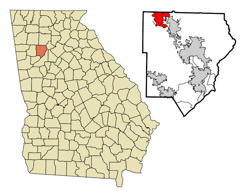 Locator map of Acworth