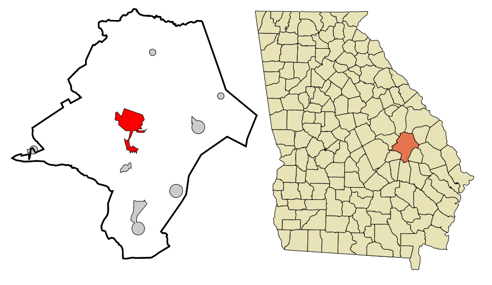 Locator map of Swainsboro