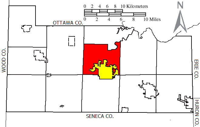 Locator map of Sandusky