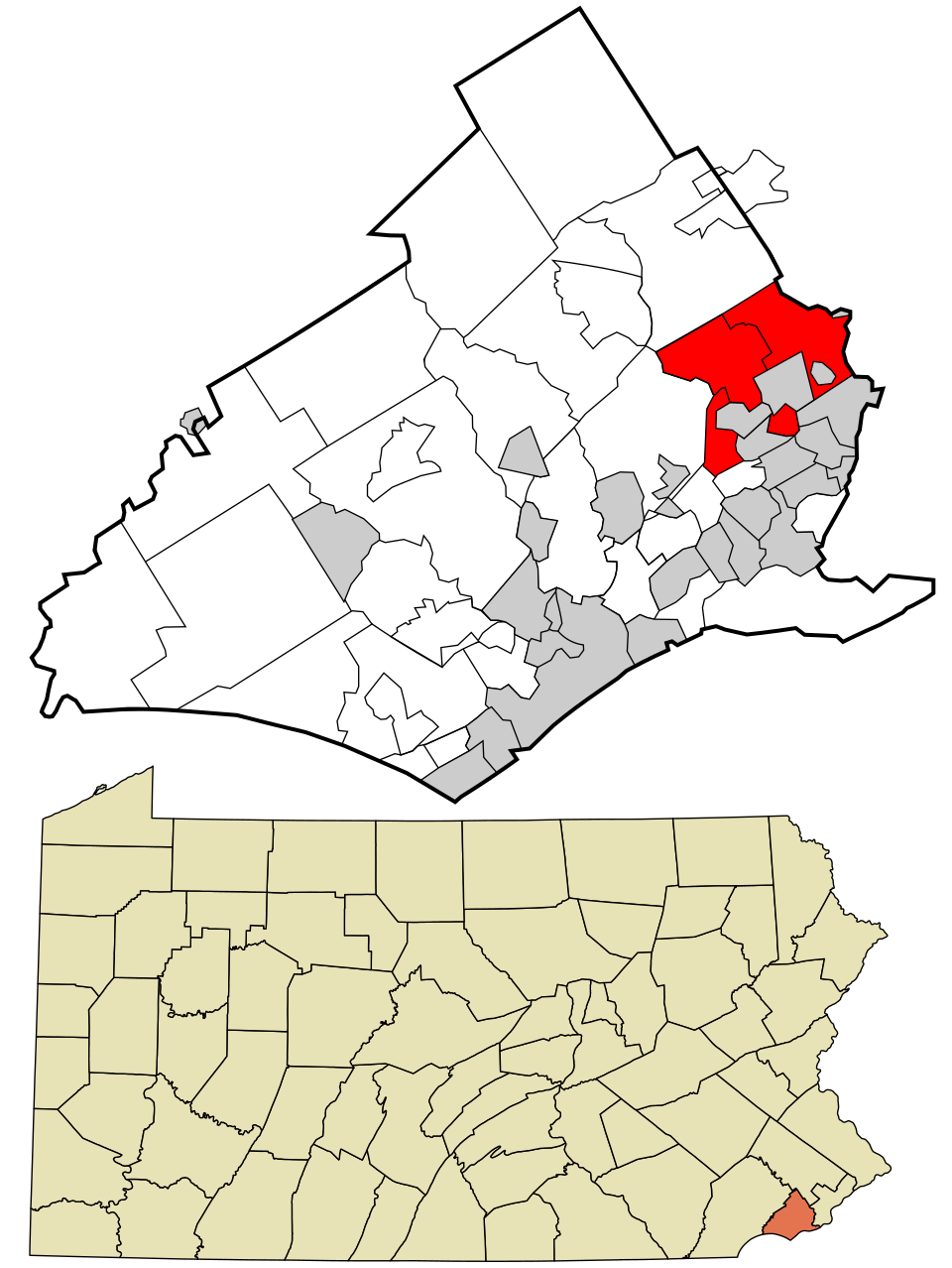 Locator map of Upper Darby
