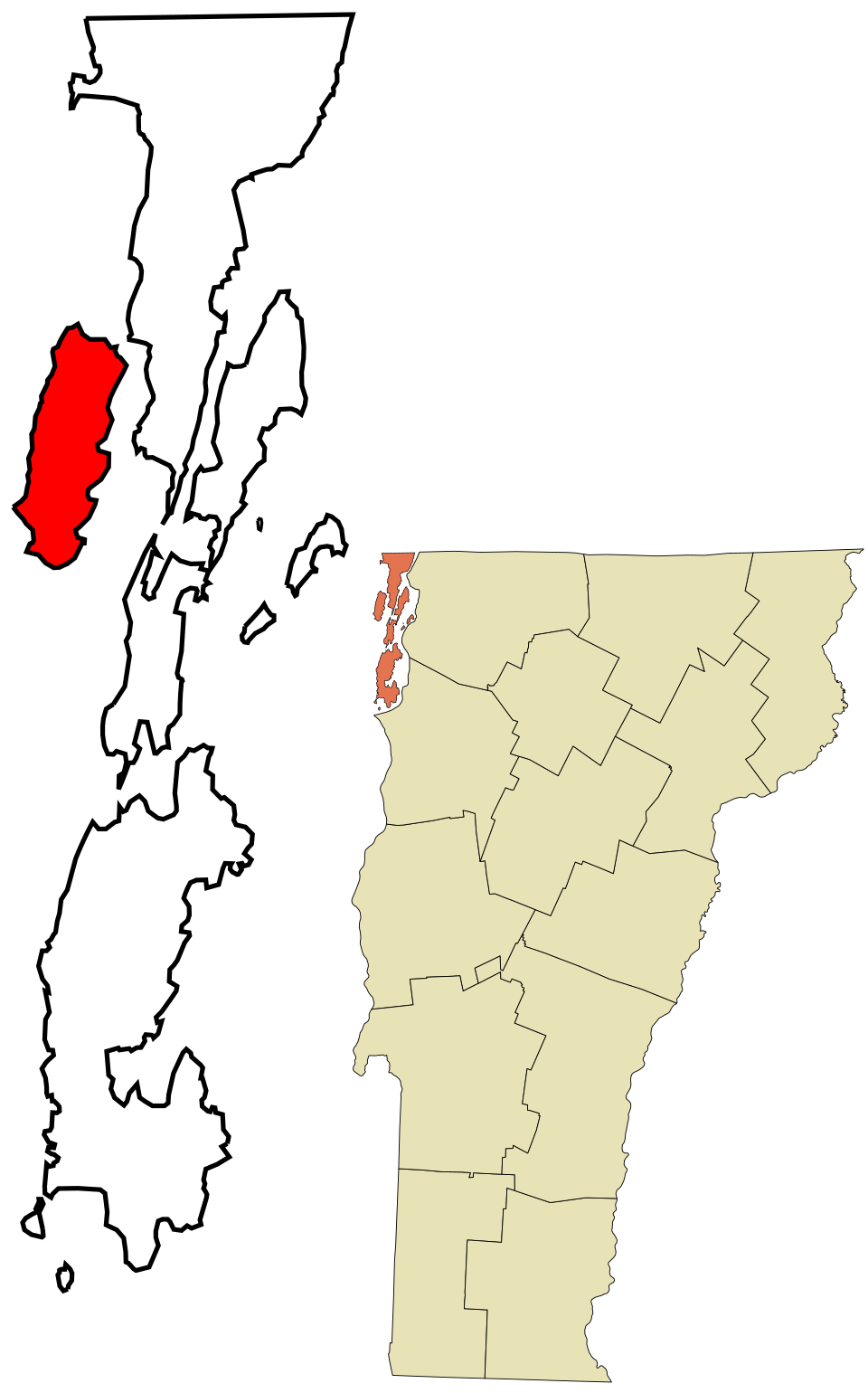 Locator map of Isle La Motte