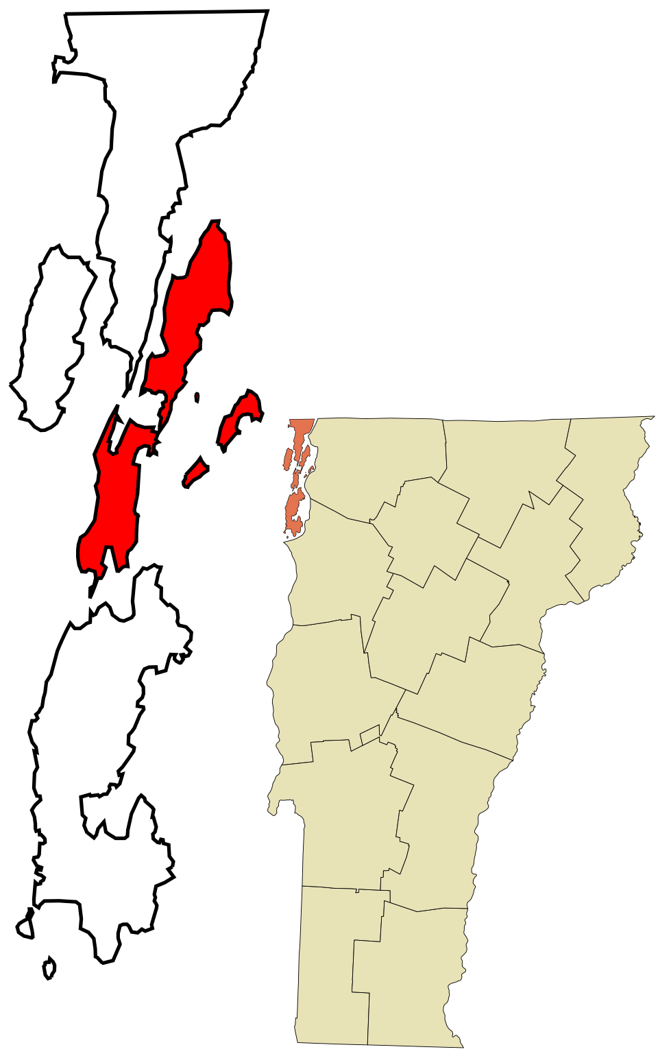Locator map of North Hero
