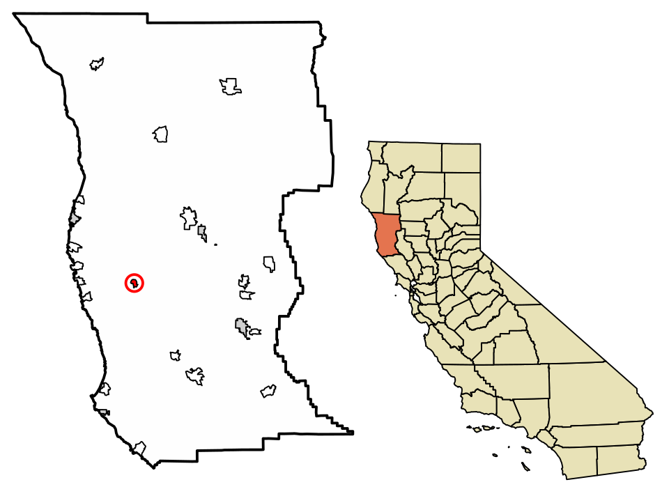 Locator map of Comptche
